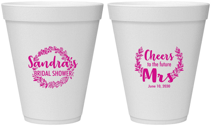 Personalized Bridal Shower 12 oz Foam Cups - Future Mrs | 100015