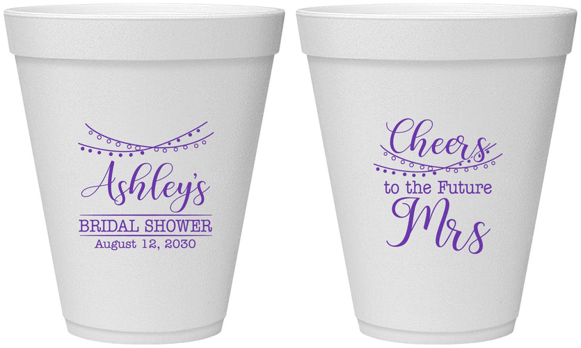 Personalized Bridal Shower 12 oz Foam Cups - Future Mrs | 100018