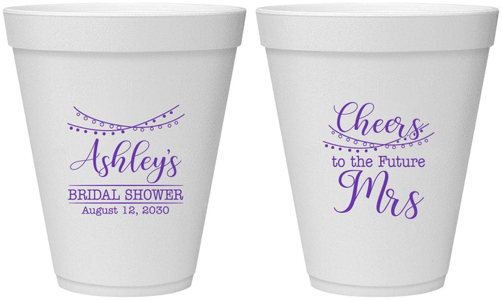 Personalized Bridal Shower 12 oz Foam Cups - Future Mrs | 100018
