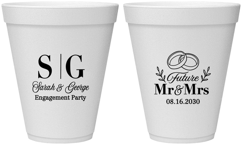 Personalized Engagement 12 oz Foam Cups - Future Mr And Mrs | 10002