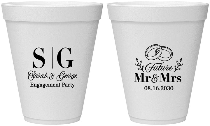 Personalized Engagement 12 oz Foam Cups - Future Mr And Mrs | 10002
