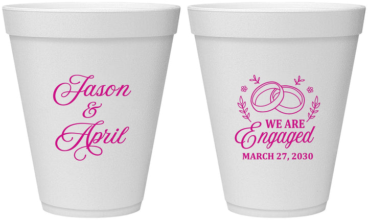 Personalized Engagement 12 oz Foam Cups - We Are Engaged | 10003