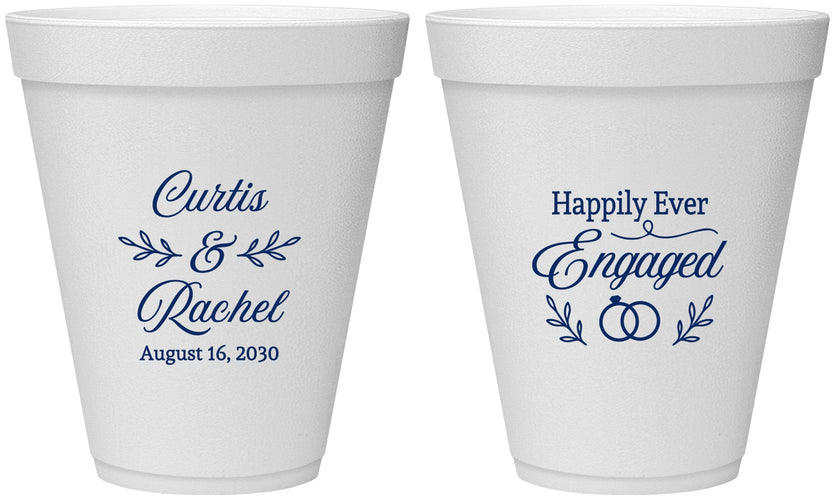 Personalized Engagement 12 oz Foam Cups - Happily Ever Engaged | 10004