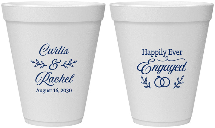 Personalized Engagement 12 oz Foam Cups - Happily Ever Engaged | 10004