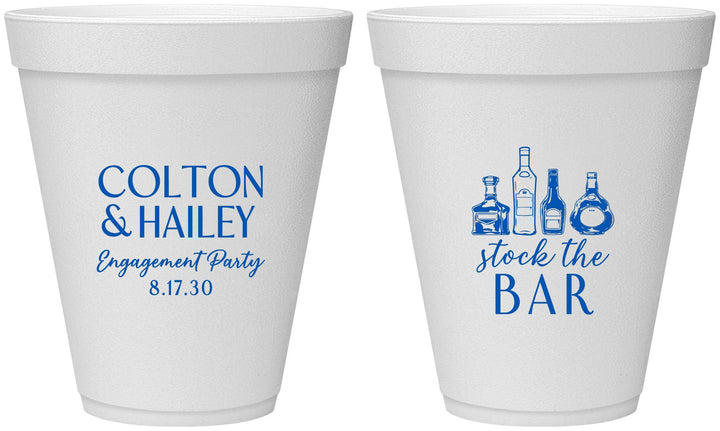Personalized Engagement 12 oz Foam Cups - Stock The Bar | 10005