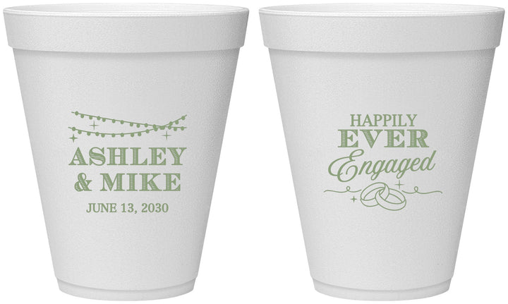 Personalized Engagement 12 oz Foam Cups - Happily Ever Engaged | 10006