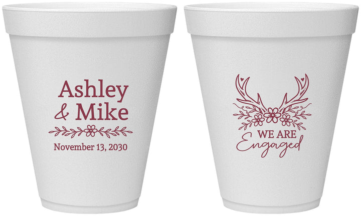Personalized Engagement 12 oz Foam Cups - We Are Engaged | 10009
