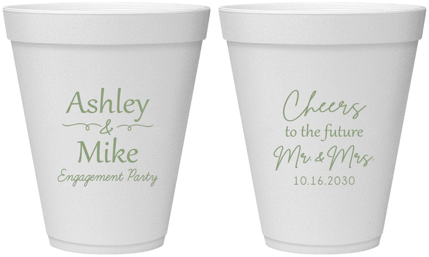 Personalized Engagement 12 oz Foam Cups - Future Mr And Mrs | 10014