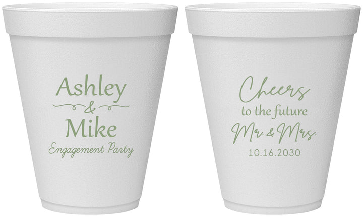 Personalized Engagement 12 oz Foam Cups - Future Mr And Mrs | 10014
