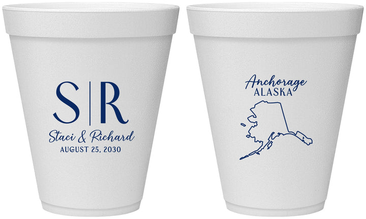 Personalized Wedding 12 oz Foam Cups - Alaska | 101