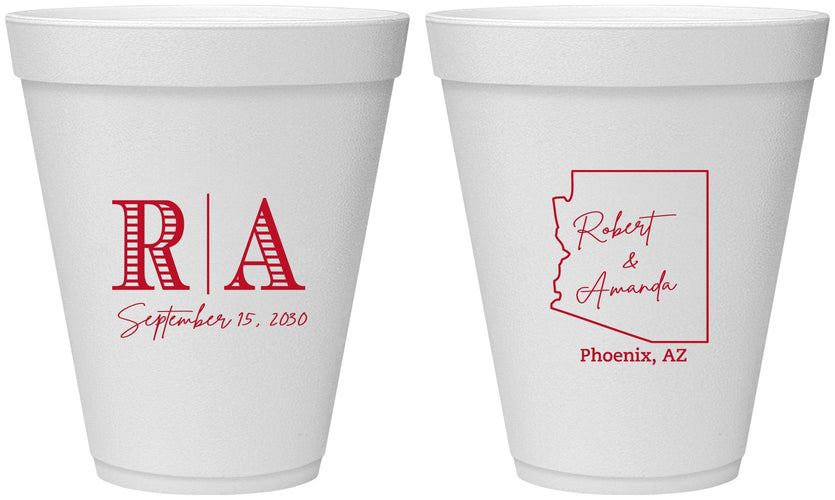 Personalized Wedding 12 oz Foam Cups - Arizona | 102