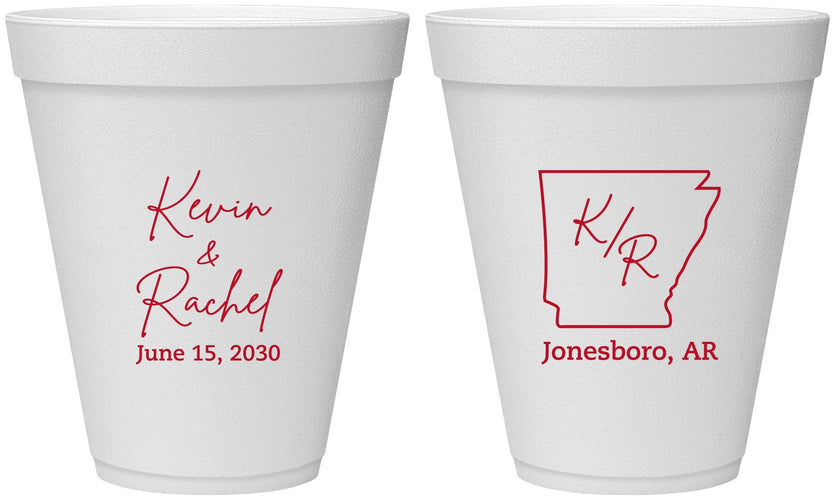 Personalized Wedding 12 oz Foam Cups - Arkansas | 103