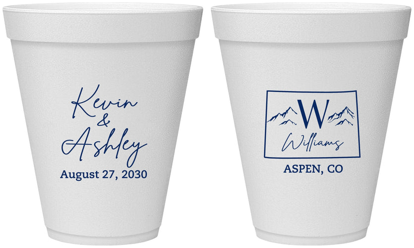 Personalized Wedding 12 oz Foam Cups - Colorado | 105