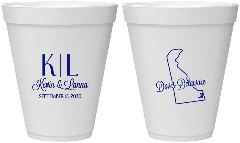 Personalized Wedding 12 oz Foam Cups - Delaware | 107