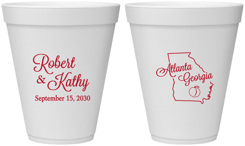 Personalized Wedding 12 oz Foam Cups - Georgia | 109