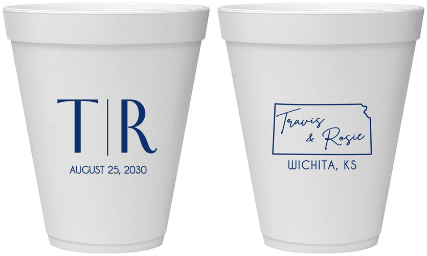 Personalized Wedding 12 oz Foam Cups - Kansas | 115