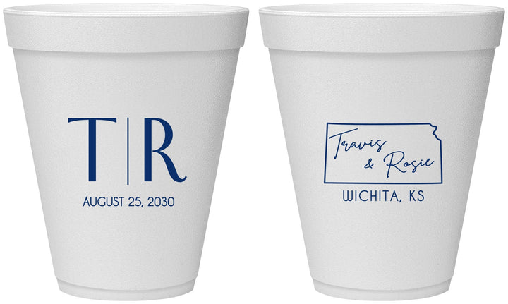 Personalized Wedding 12 oz Foam Cups - Kansas | 115