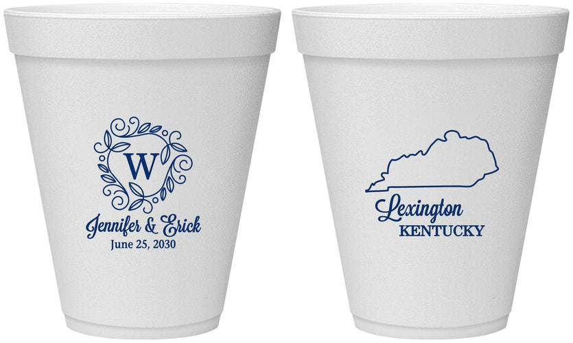 Personalized Wedding 12 oz Foam Cups - Kentucky | 116
