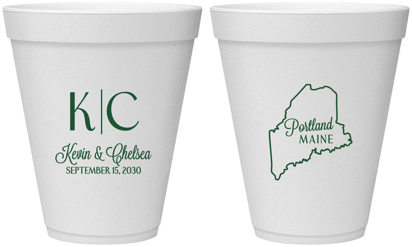 Personalized Wedding 12 oz Foam Cups - Maine | 118