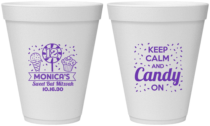 Personalized Bat Mitzvah 12 oz Foam Cups - 12th Birthday Cupcake | 120001