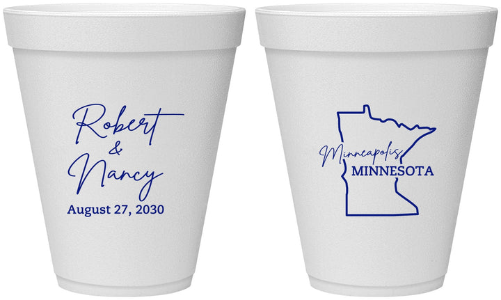 Personalized Wedding 12 oz Foam Cups - Minnesota | 122