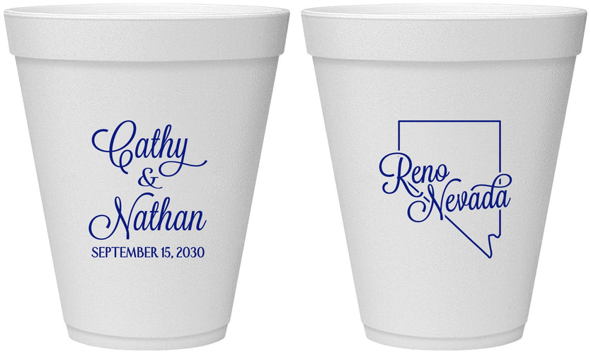 Personalized Wedding 12 oz Foam Cups - Nevada | 127