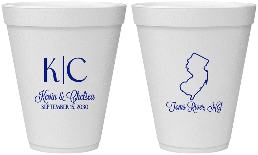 Personalized Wedding 12 oz Foam Cups - New Jersey | 129
