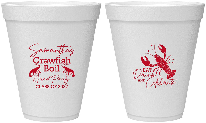 Personalized Graduation 12 oz Foam Cups - Class Of 2027 Crawfish Boil | 130002