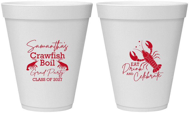 Personalized Graduation 12 oz Foam Cups - Class Of 2027 Crawfish Boil | 130002