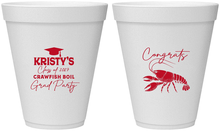 Personalized Graduation 12 oz Foam Cups - Class Of 2027 Crawfish Boil | 130003