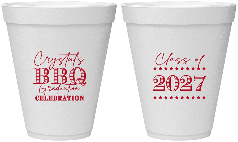 Personalized Graduation 12 oz Foam Cups - Class Of 2027 Bbq | 130005