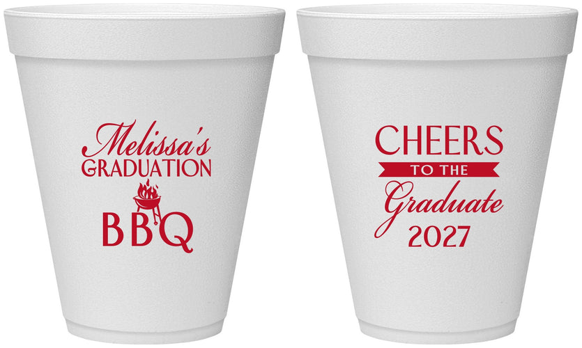 Personalized Graduation 12 oz Foam Cups - Class Of 2027 Bbq | 130006