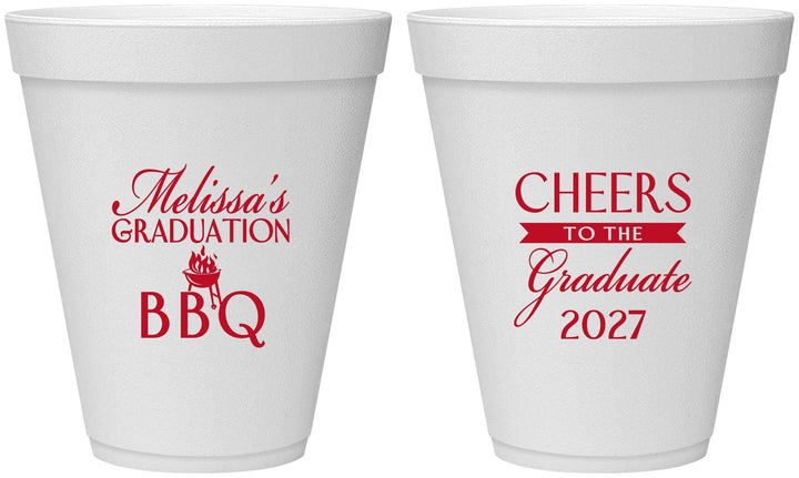 Personalized Graduation 12 oz Foam Cups - Class Of 2027 Bbq | 130006