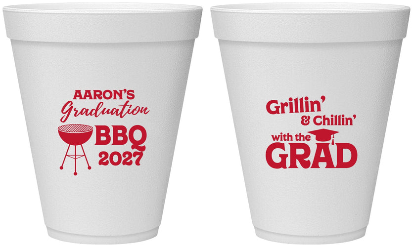 Personalized Graduation 12 oz Foam Cups - Class Of 2027 Bbq | 130007