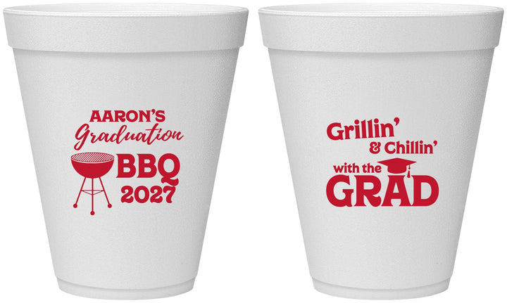 Personalized Graduation 12 oz Foam Cups - Class Of 2027 Bbq | 130007
