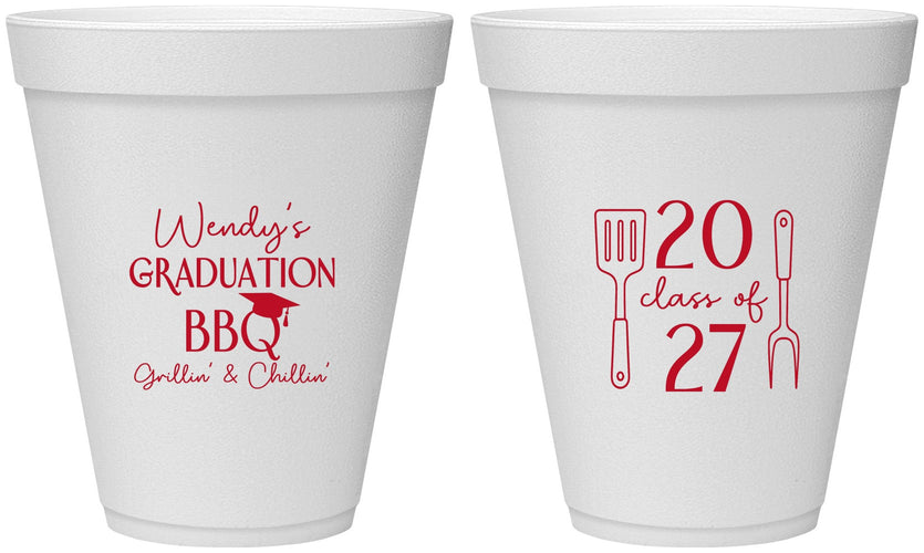 Personalized Graduation 12 oz Foam Cups - Class Of 2027 Bbq | 130008