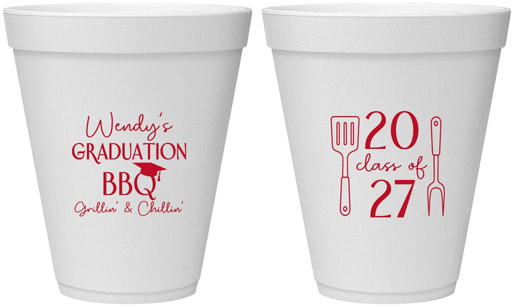 Personalized Graduation 12 oz Foam Cups - Class Of 2027 Bbq | 130008