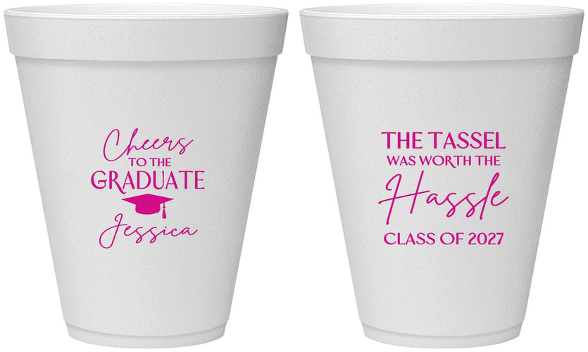 Personalized Graduation 12 oz Foam Cups - Class Of 2027 Tassel Hassel | 130010