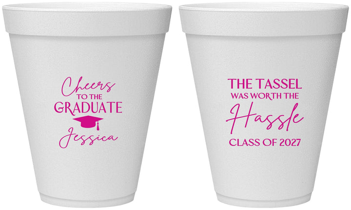 Personalized Graduation 12 oz Foam Cups - Class Of 2027 Tassel Hassel | 130010