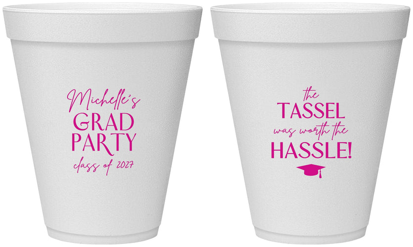 Personalized Graduation 12 oz Foam Cups - Class Of 2027 Tassel Hassel | 130011