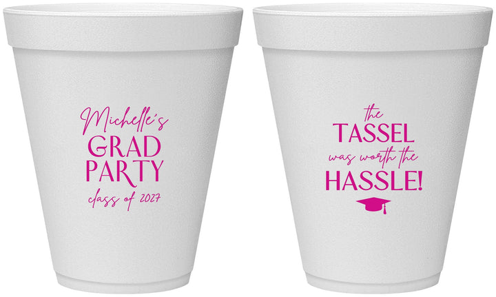 Personalized Graduation 12 oz Foam Cups - Class Of 2027 Tassel Hassel | 130011