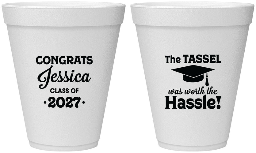 Personalized Graduation 12 oz Foam Cups - Class Of 2027 Tassel Hassel | 130012