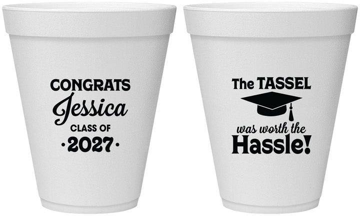 Personalized Graduation 12 oz Foam Cups - Class Of 2027 Tassel Hassel | 130012