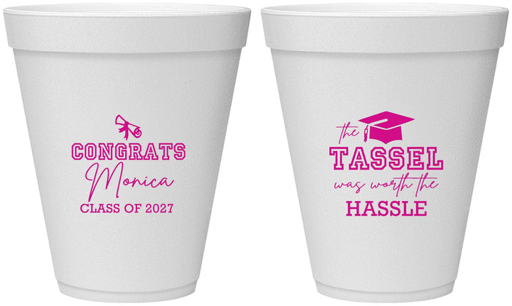 Personalized Graduation 12 oz Foam Cups - Class Of 2027 Tassel Hassel | 130014