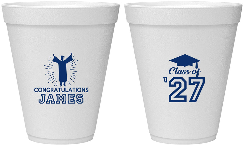 Personalized Graduation 12 oz Foam Cups - Class Of 2027 Congratulations | 130024