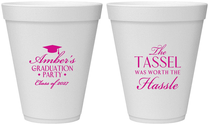 Personalized Graduation 12 oz Foam Cups - Class Of 2027 Tassel Hassel | 130030