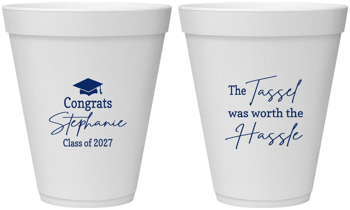 Personalized Graduation 12 oz Foam Cups - Class Of 2027 Tassel Hassel | 130031