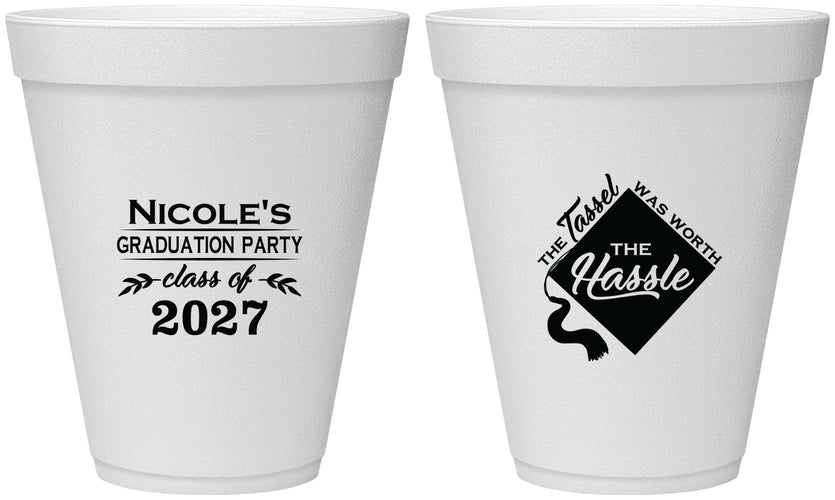Personalized Graduation 12 oz Foam Cups - Class Of 2027 Tassel Hassel | 130032