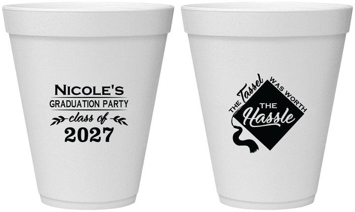 Personalized Graduation 12 oz Foam Cups - Class Of 2027 Tassel Hassel | 130032
