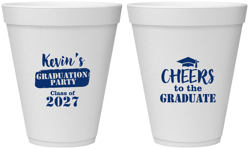 Personalized Graduation 12 oz Foam Cups - Class Of 2027 Cheers Graduate | 130034